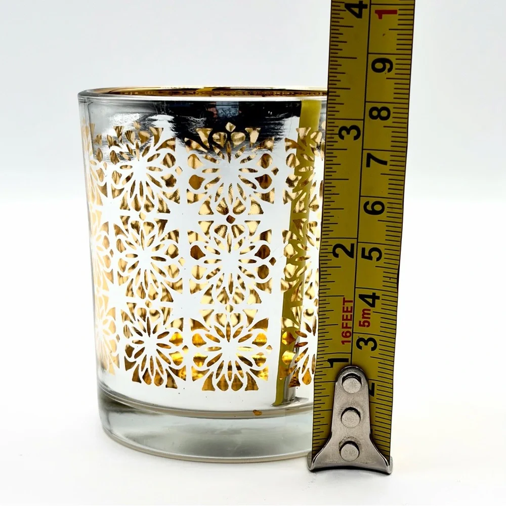 Crate & Barrel Raj Silver and Gold Color Votive Candle Holder